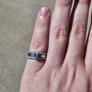 14K White Gold 1/2CT LEO Diamond Fused 3 Band Wedding Ring Set 1.00TCW Size 5